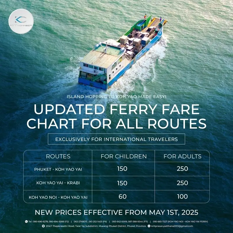 Koh Yao Yai - Phuket Ferry Ticket Price